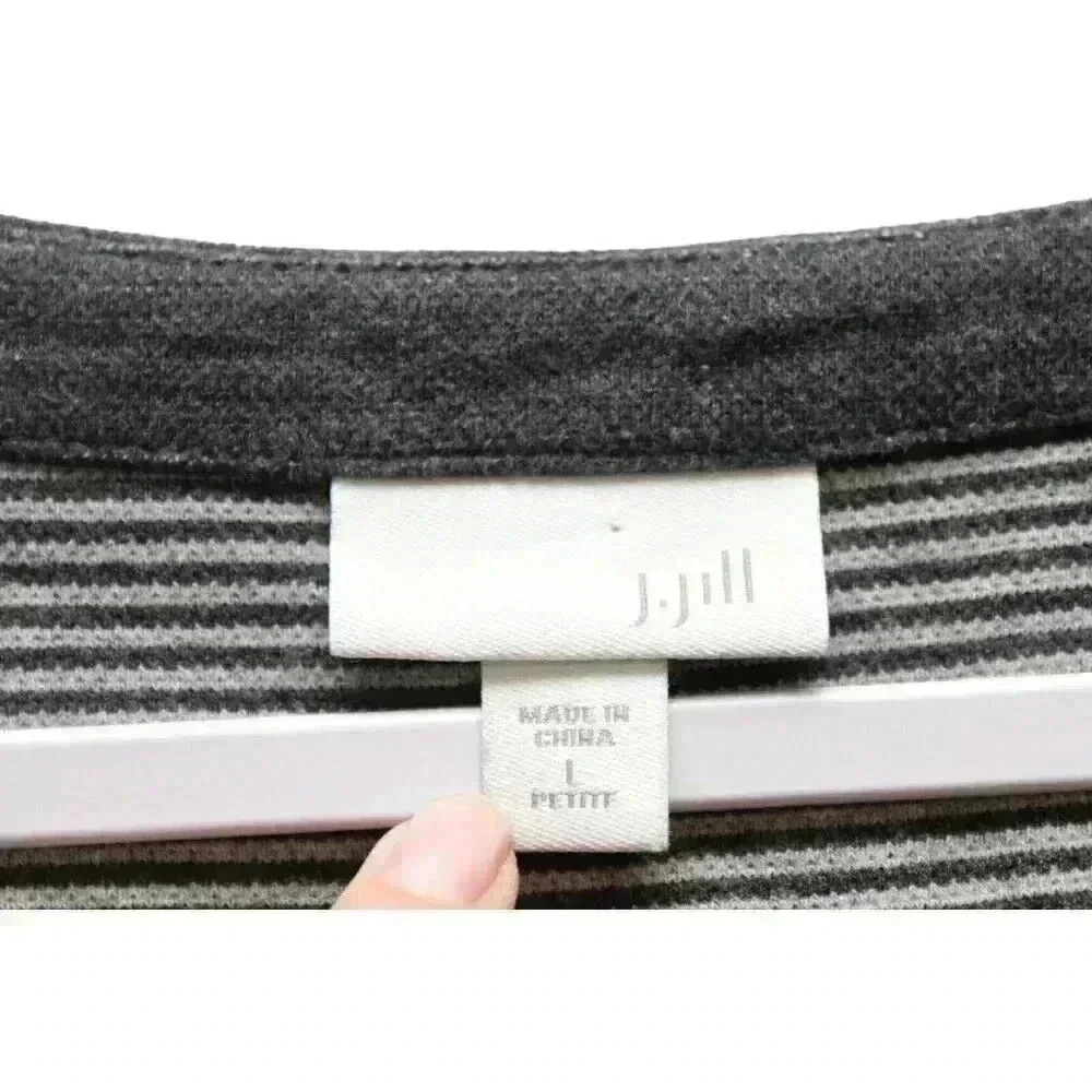 J Jill Sweater Dress Size Large Petite Gray 3/4 Sleeve Cotton Stretch Casual - Picture 7 of 12